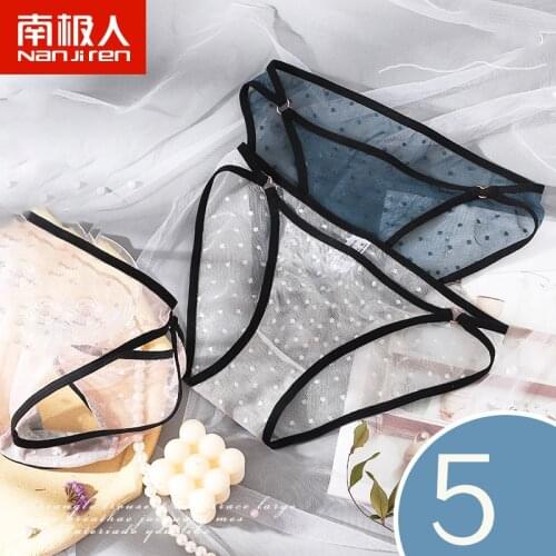 NANJIREN Women Underwear Lingerie Pants Seamless Breathable Cotton Low-Rise Solid Color Comfortable Girls Sexy G-String 5pcs