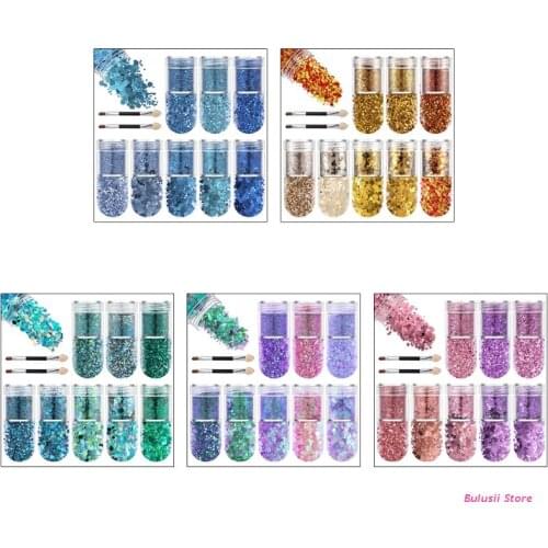 8 Kinds Colorful Hexagon Sequins Nail Art Adornments Jewelry Making Supplies Summer Manicure Decoration Handmede Craft AXYD