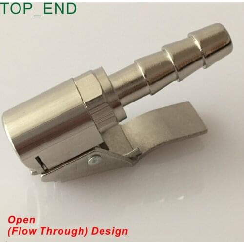 8x25mm,Open (Flow Through) Design,Nickle Plated Brass,Euro Style Air Chuck,Long Hose Barb,Tyre Inflator Gauge Fitting,1/4"NPT