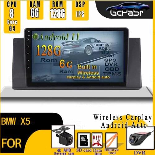 Android11 DSP CAR Stereo Radio DSP 4G+128G Multimedia Player for For BMWX5 E53 M5 radio BT Wifi,One Din Car Head Unit Navigation