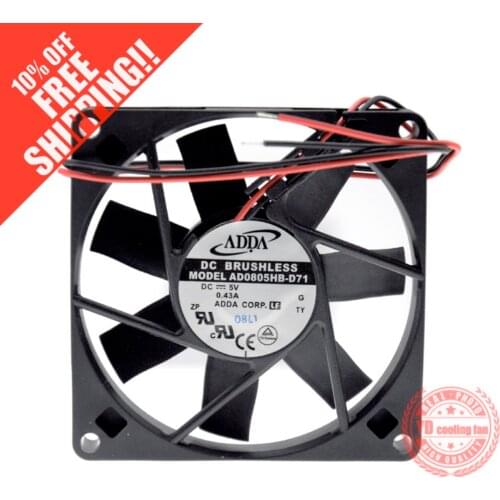 USED ADDA AD0805HB-D71 DC5V 0.43A 8015 8CM ATX silence cooling fan