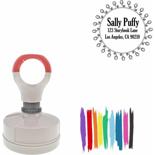 Bbloop Flower Bud Design Round Pre-Inked Laser-Cut Address Stamp