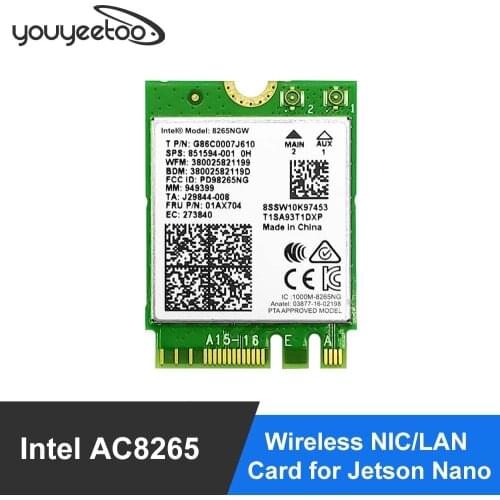 Intel AC8265 Wireless NIC/LAN Card for Jetson Nano 2.4G/5G Dual-Band WiFi/Bluetooth 4.2 Module