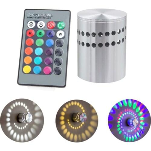 Rgb Spiral Hole Led Wall Light Effect Wall Lamp With Remote Controller Colorful Wandlamp Party Bar Lobby Ktv Home Decoration