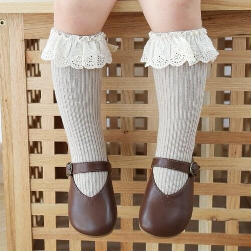 0-8Y Newborn Baby Girls Ruffles Knee-high Socks Fashion Solid Color Stocking for Kids Toddler Baby Girls