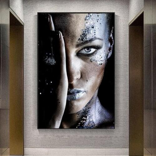 Makeup Woman Canvas Painting African Black Woman Posters and Prints Quadros Wall Art Picture for Living Room Home Decor Cuadros