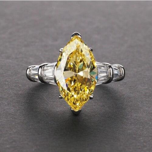 S925 Sterling Silver Ring 6 Karat Simple Marquise 8*14 Sapphire Gemstone Ring Wedding Engagement Ring