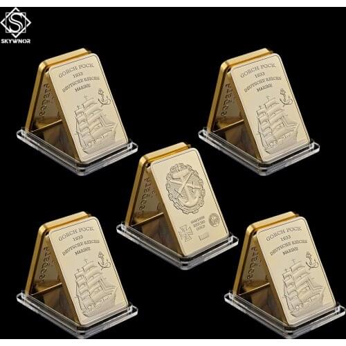 5PCS 1933 Gorch Fock Deutsche Reichs Marine 999/1000 Reichs Gold 1 oz Coins Bar Collection