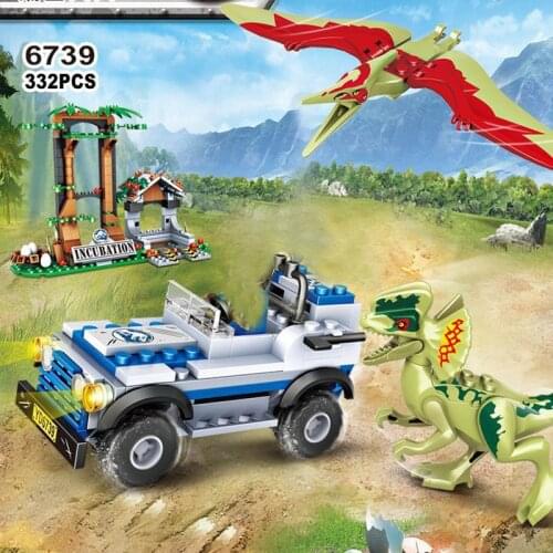 Dinosaur Building Blocks Jurassic World Pterodactyl Tyrannosaurus Animal 3D Model Puzzle Toys For Children Birthday Gifts