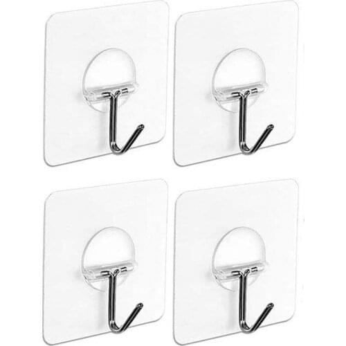 Strong Hooks Universal Transparent Self Adhesive Door Wall Hangers Hooks Strong Sticky Kitchen Bathroom Storage Hangers#p3