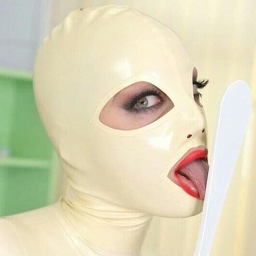 Latex Hood Back Zipper for Beautiful Women Handmade Rubber Mask Girls Club Party Wear Costume bdsm mask bdsm bondage sex game