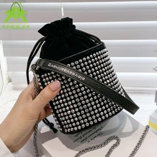 Fashion Rhinestone Bucket Bags Luxury Chain Female Shoulder Dinner/Party Handbags 2021 New High Quality Ladies Messenger Bags