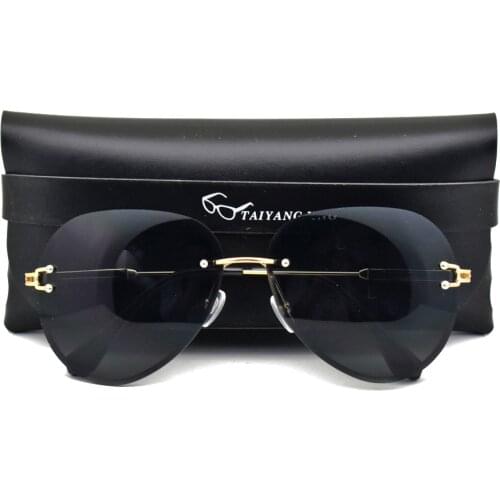 Fashion Women Rimless Sunglasses Luxury Brand Designer Pilot Sun Glasses Ladies Shades Gradient Sunglasses With Case