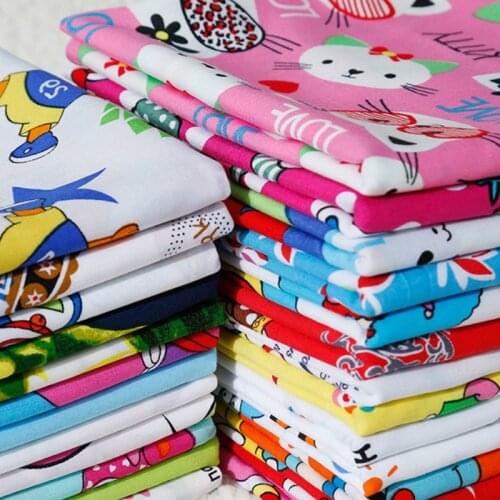 1 Meter Artificial Cotton Cartoon Print Fabric Soft Pajamas Garment Dress Babys Apparel Material Patchwork DIY Handmade Cloth