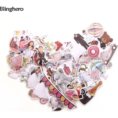 Blinghero Wedding Theme Stickers 68Pcs/set Cartoon Stickers Refrigerator Stickers Decals Luggage Laptop Stickers BH0129