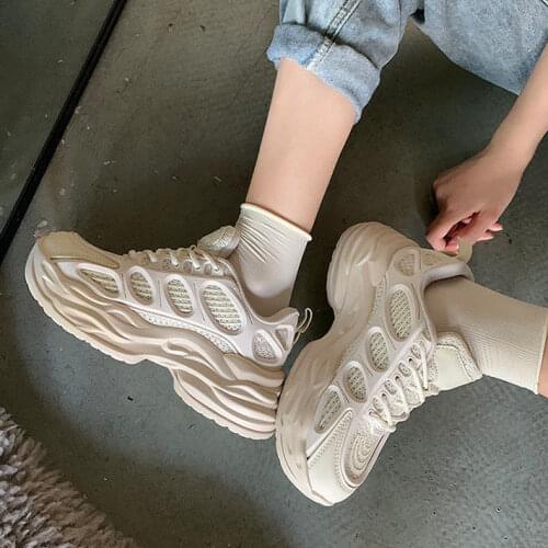 Thick Sole Women Shoes 2021 Spring Women Sneakers Ulzzang Fahion Girls Chunky Shoes Female Sport Sneakers Plus Size 41 42 43
