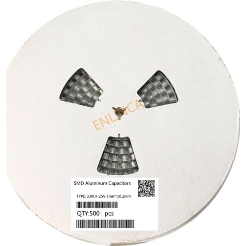 Original 500pcs 330UF 25V 8mm*10.2mm 8*10.2 SMD Aluminum electrolytic capacitor Full Reel
