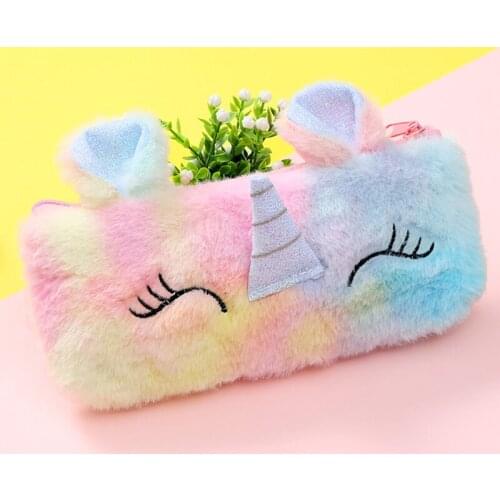 Unicorn Plush School Pencil Case for Girl Boy Cartridge Pencilcase Korean Pencase Bag Large Penal Back to School Stationery