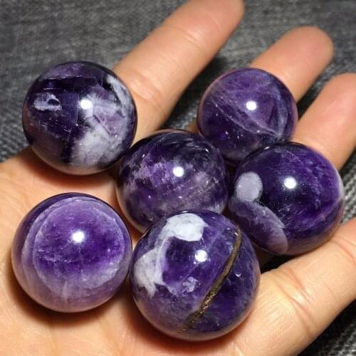 1pc Natural dream amethyst gemstone sphere quartz crystal sphere reiki healing Chevron-Amethyst Banded ball for home decoration