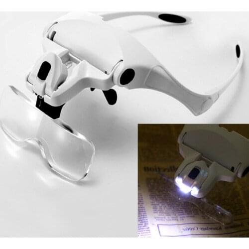 Diamond Painting Embroidery 1.0X 1.5X 2.0X 2.5X 3.5X Adjustable 5 Lens Loupe LED Light Headband Magnifier Glass With Lamp