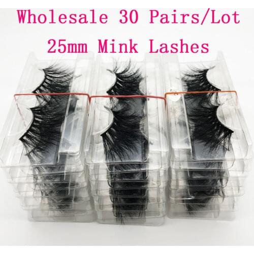 Makeup Wholesale 30 Pairs 25mm Mink Eyelashes 5D Mink Lashes Dramatic False Eyelash Extension Natural Thick 3D Mink Eyelashes