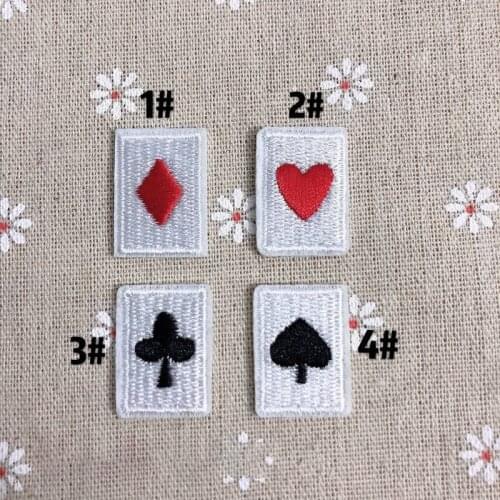 Clubs Diamond Hearts Spades Poker Patch Iron on Embroidered Applique Sewing Patches Clothes Stickers Apparel Accessories Badge