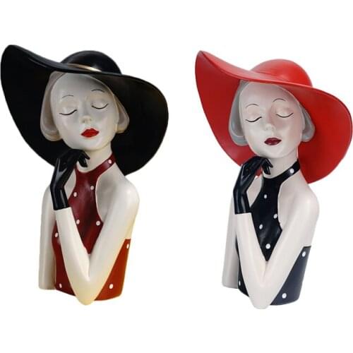 Modern Ceramic Statue Tsundere Woman Home Decor Decorative Sculpture Figurines for Interior Nordic Living Room Decoration 2021