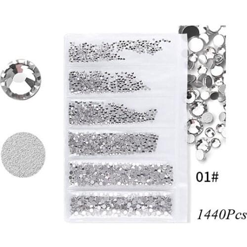 SS3- SS10 Colorful Crystal Nail Art Rhinestones Non Hotfix Flatback Glass Stones 3d Glitter Decorations Gems
