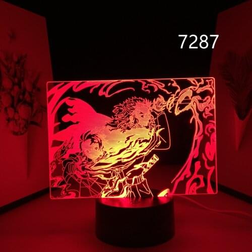 Anime 3D LED Light Demon Slayer Rengoku Kyoujurou for Gift Bedroom Decoration Night Light Manga Room Decor Lamp Demon Slayer