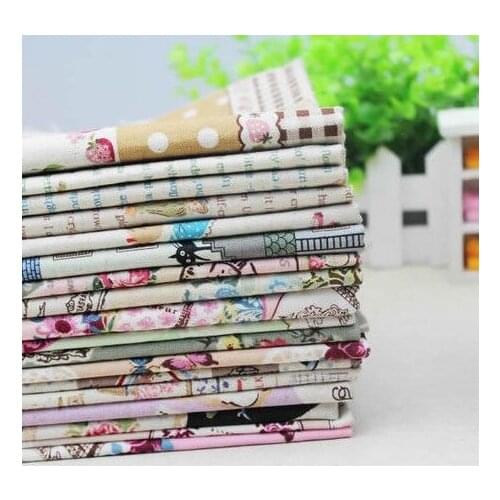 Mixed color &Pattern Linen Cotton Handmade Fabric for DIY Quilting Patchwork Tilda Sewing Fabric 34*24 cm 20pcs Free shipping