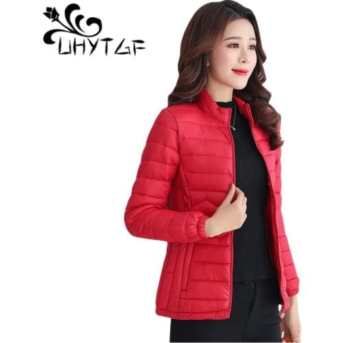 UHYTGF Thin Cotton Jacket Short Tops Winter Jacket Women Coat Korean Slim Plus size Female Parka Coat Wave Pattern Padded Jacket