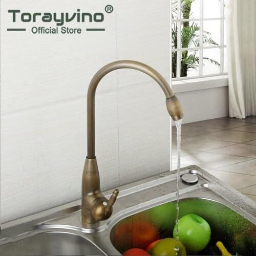 UK Kitchen Faucet Antique Brass Basin Sink Mixer Swivel Faucet Deck Mounted Single Hole Kitchen Faucets Set
