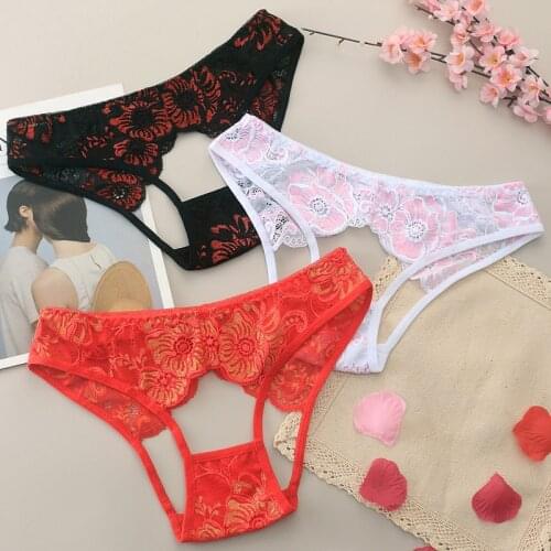 6PC Women Open Panties Sex Briefs Girls Embroidery Lace Lingerie Panty Hollow Butt Culotte Sexy Intimates Female XXS-XL 1538p6