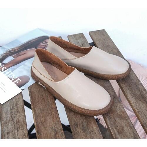 Shoes for Women 2021 Autumn New Round Head Flat Shoes Beef Tendon Sole Japanese Flats Casual Fresh Loafers Women A133