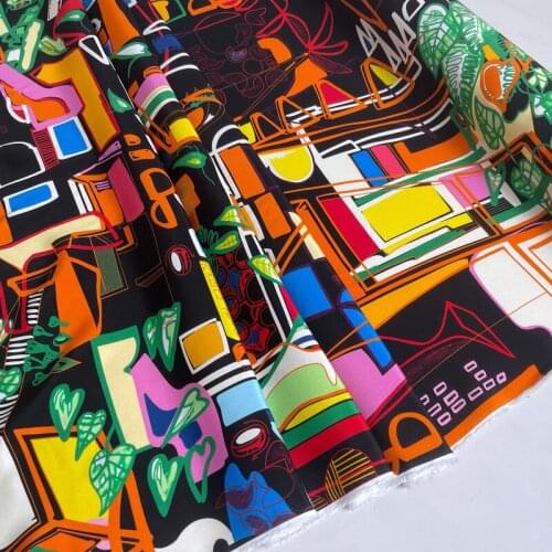 Heavy Silk Shirt, Cheongsam, Dress, Fabric, 28 Mum, Inkjet, Stretch, Crepe, Modern And Gorgeous Graffiti