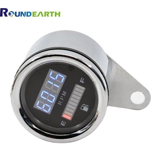 Universal 2 In 1 Motorcycle LED Digital Speedometer Tachometer Speed Fuel Lever Gauge RPM Meter Free Shipping