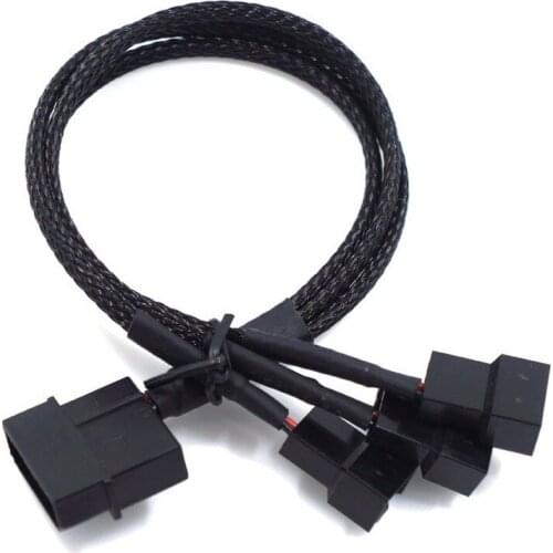 27cm Molex To 3 Way 3Pin/4Pin Fan Adapter for Computer Case Fan / CPU Fan / Mining Cooling Fans Black