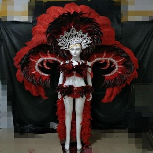 Yellow red rose red blue orange color beautiful feather costumes samba performance