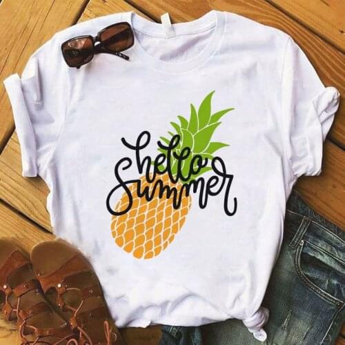 Womens T-shirt Pineapple Fruit O-Neck Clothing Printed T-shirt Casual Women Top Graphic T-shirt Womens Kawaii Camisas T-shirt