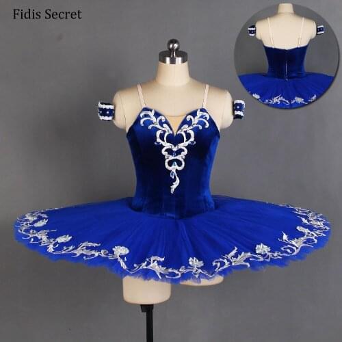 Female Royal Blue Professional Pancake Ballet tutu Dancing Dress,for Girls Ballerina Classical Role Performance Stage Costumes