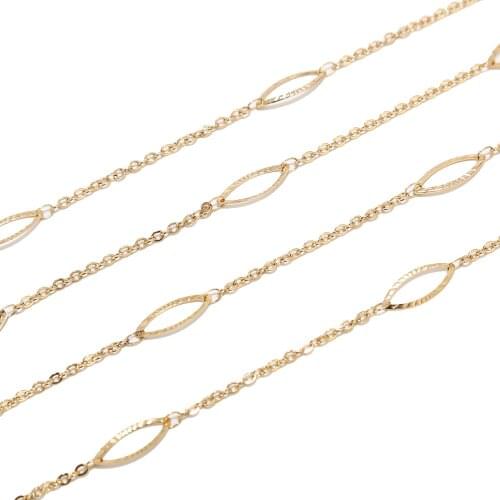 2meters 5*15mm Gold Tone Stainless Steel Link Chain Charm Oval Eyeglass Chains For DIY Jewelry Necklace Making Findings New
