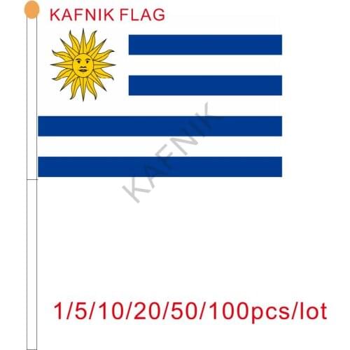 KAFNIK ,10/20/50/100pcs the Small Uruguay flag 14*21CM Uruguay Flag the hand national flag with Pole Handing flag drop shipping