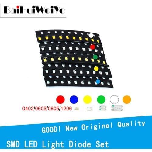 100pcs/LOTE 1206 0805 0603 0402 emitting diode Water Clear LED Light Diode Set SMD Led Red Yellow Green White Blue Orange light