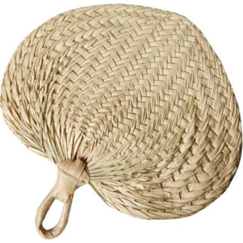 50pcs Chinese Style Handmade Fan Natural Hand Weaving Palm Leaf Fan Home Decor Vintage Cool Summer Fan SN3917