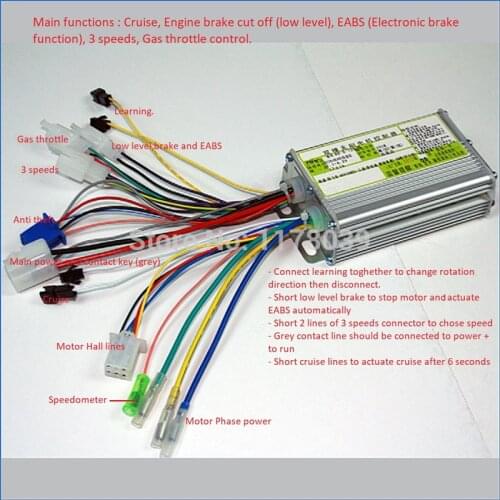 6 Tube 36V 350W Dual mode Brushless electric vehicle controller,brushless Electric car motor controller,Free Shipping J15082
