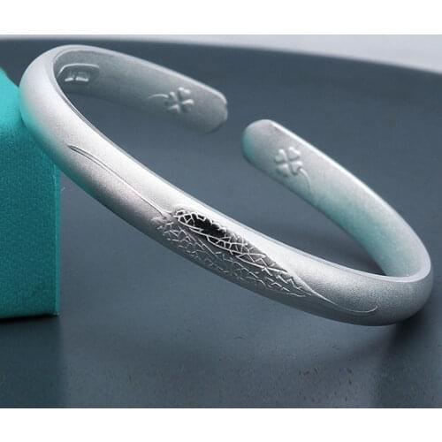 999 Pure Silver Bracelet Genuine Silver Jewelry Simple Fashion Relief Gift For Girlfriend Bracelet For Mom