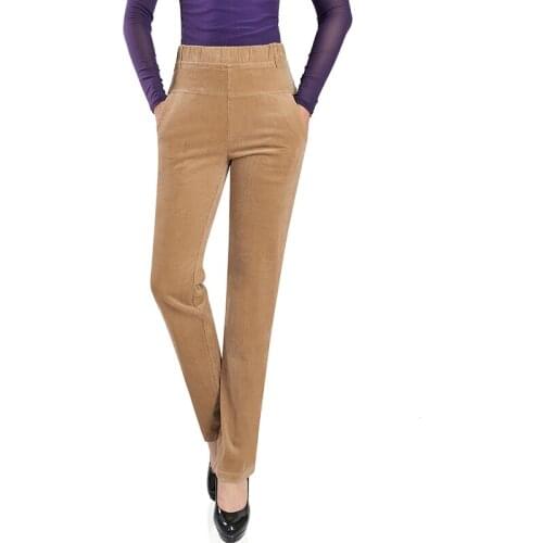 Autumn Winter Pants 2021 Vintage Corduroy Pants Women High Waist Trousers Loose Casual Solid Straight Mom Pants Pantalon Femme