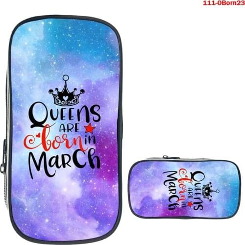 Mochila Queen Are Born In Pencil Case School Supplies for Kids Stationery 3D Print Storage Pouch Cosmetic Cases Makeup Box Bags