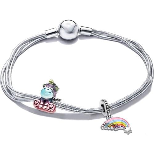 CHIELOYS 2021 New Style Snake Chain Rainbow & Unicorn Charm Bracelets Fits Original Brand Bracelet For Women Men Pulsera Jewelry