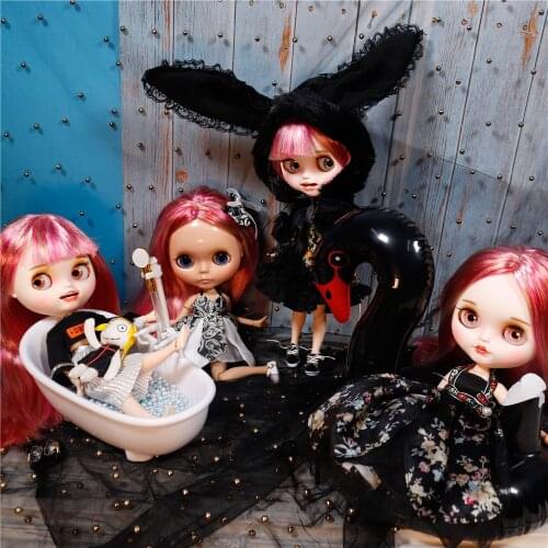 DBS ICY 1/6 Blyth Red Mix Blonde Hair doll sale with clothes and shoes customized matte face Joint body girl gift RN002